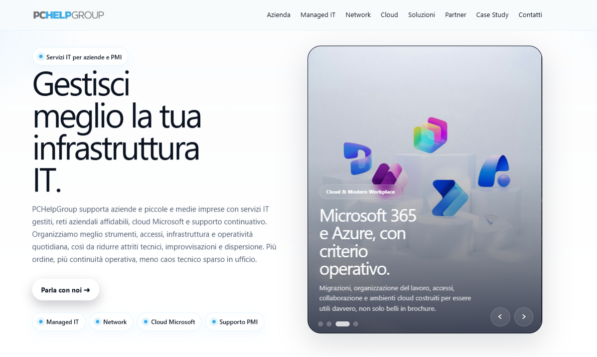 Screenshot homepage del sito PC Help Group